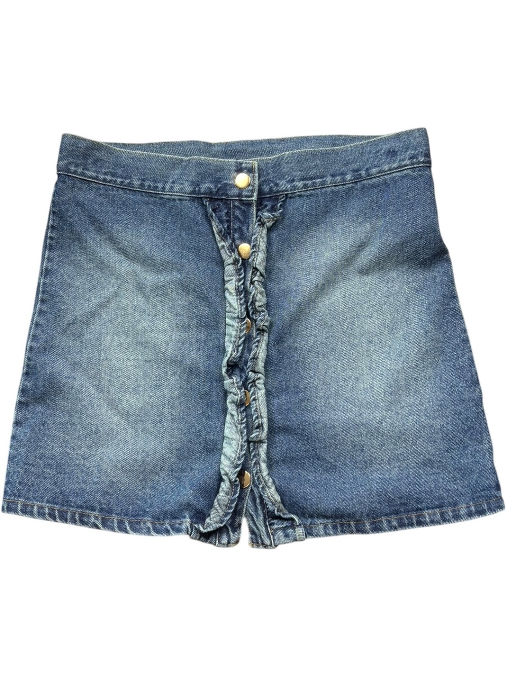 Cynthia Rowley Y2K Ruffle Front Denim Mini Skirt